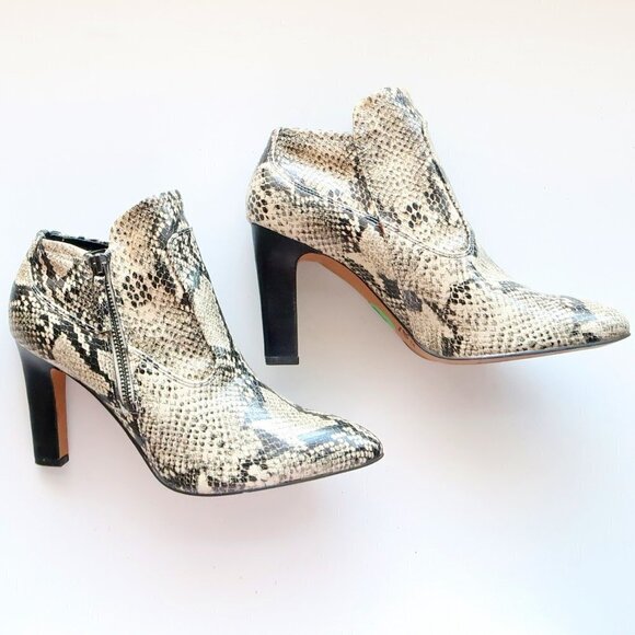 Franco Sarto Snakeskin Embossed Leather Heeled Ankle Boots Booties Size 8 - Picture 11 of 16